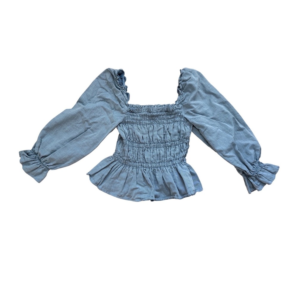 Womens Peplum Top Cottagecore Boho Smocked Romantic Size Small